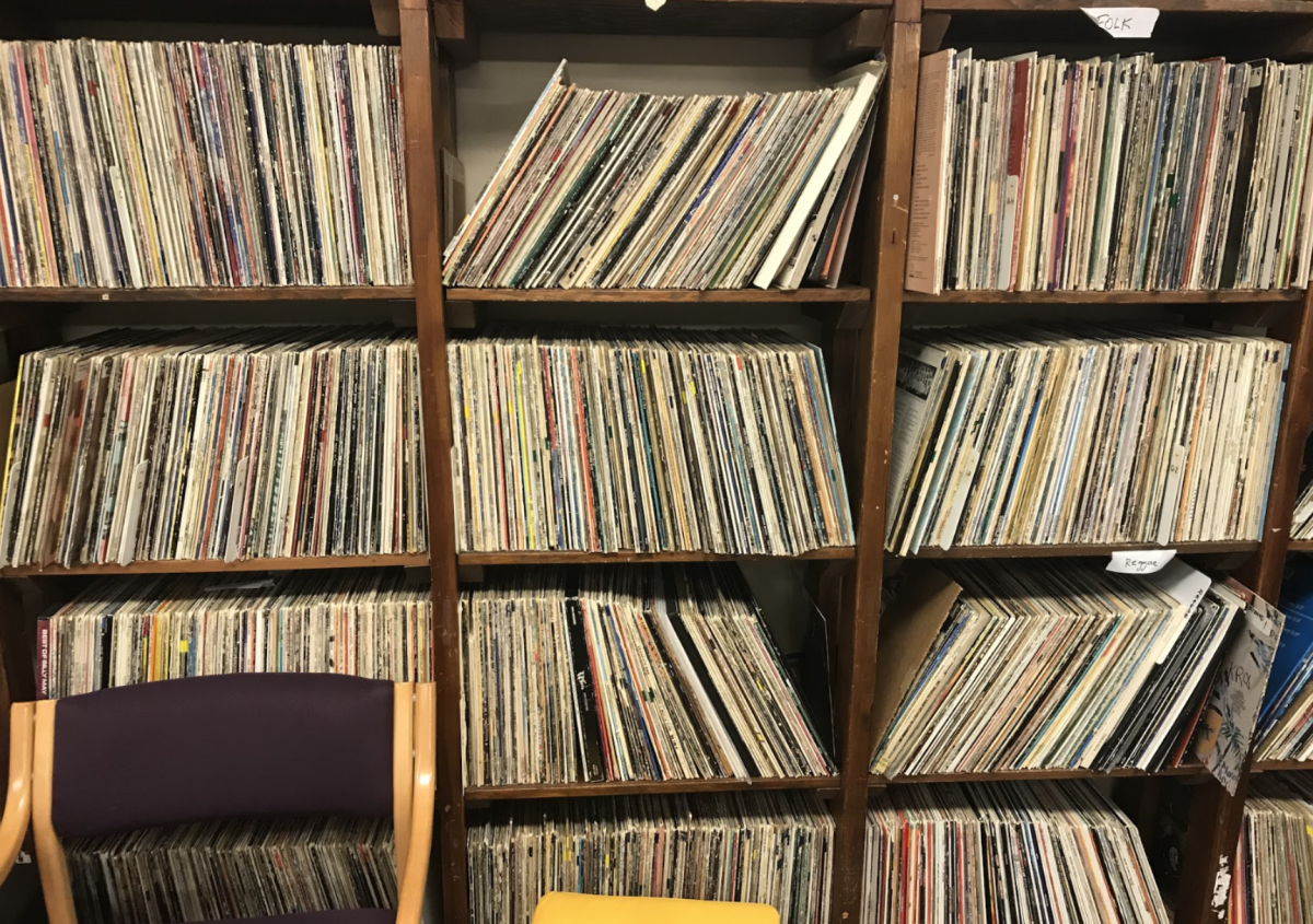 Students can use the Record Library to listen to many records.